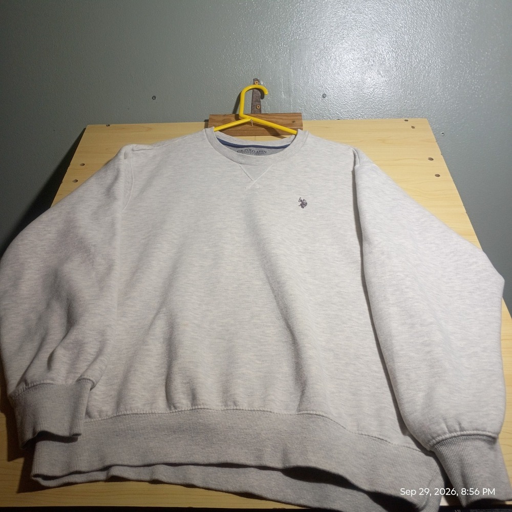 U.S. Polo Assn. Sweatshirt Men XXL Gray Luxury Feel Minimalist Pullover